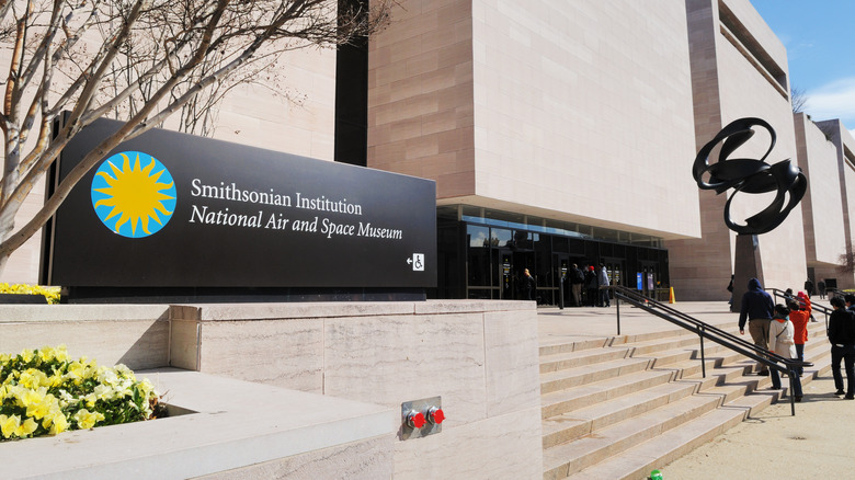 front of national air and space museum in Washington DC