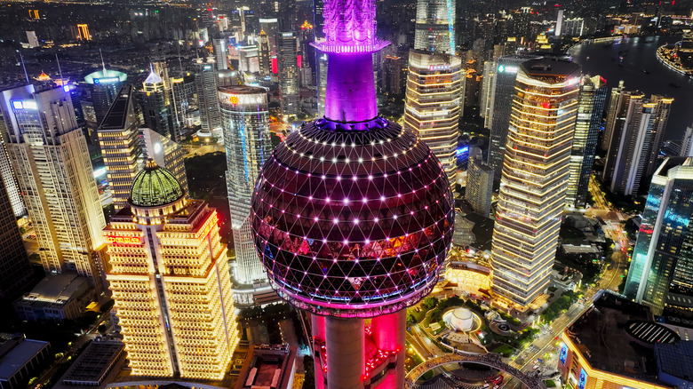 Oriental Pearl Tower at night