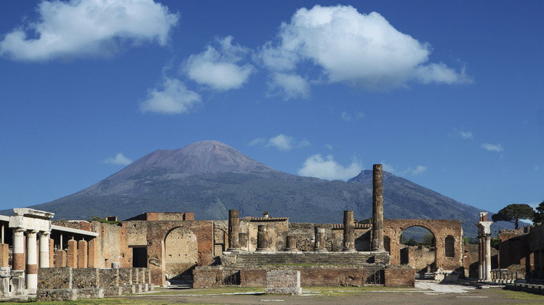 The city of Pompeii underneath Mt. Vesuvius