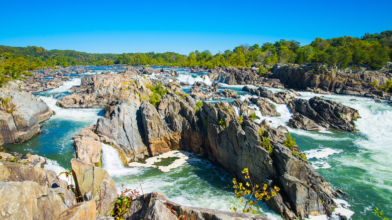 Potomac waterfall and jagged rocks