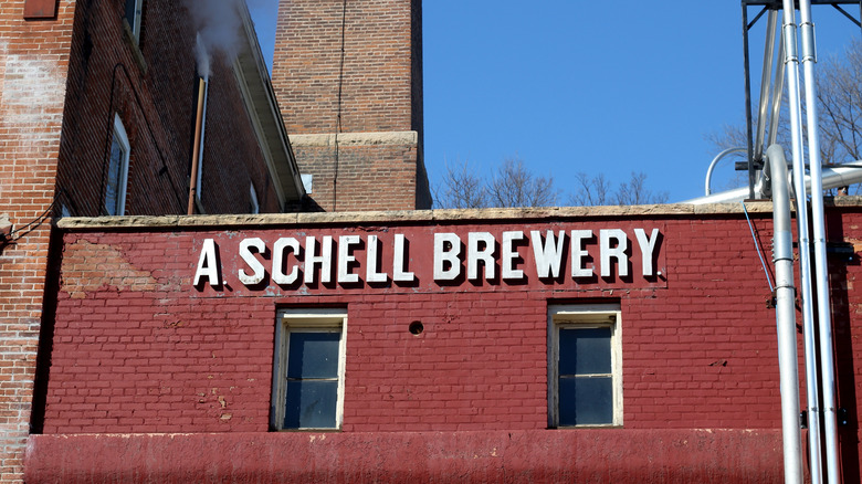 red exterior of brewery