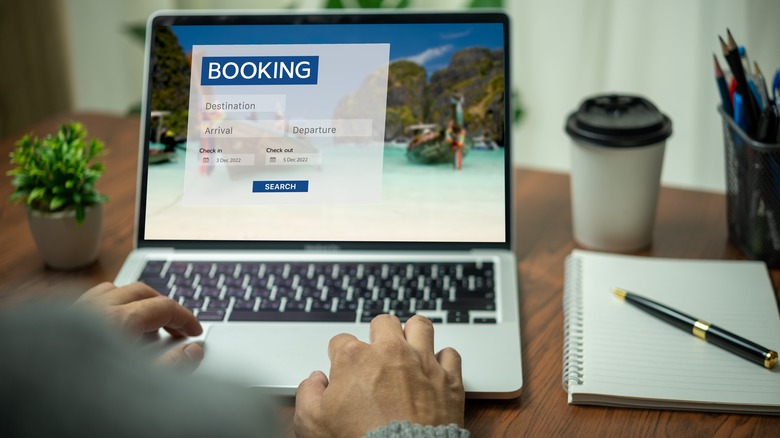 Person booking a flight online