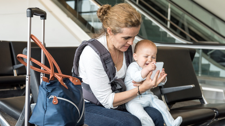 Mother and baby traveling