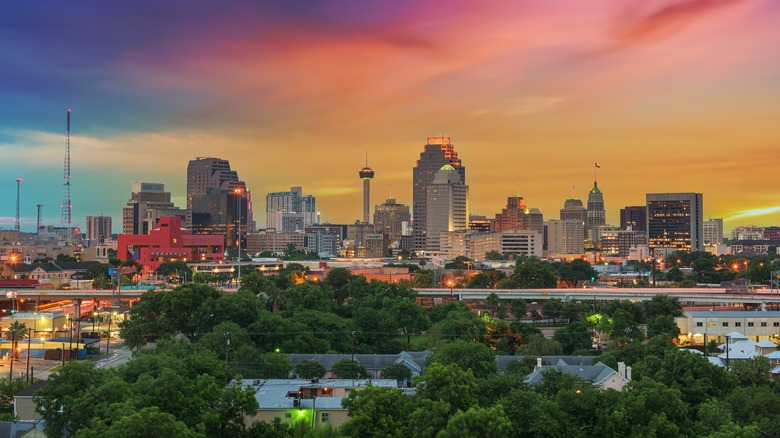 The San Antonio skyline at dusk