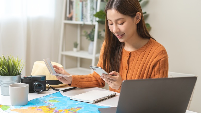 Woman planning a trip