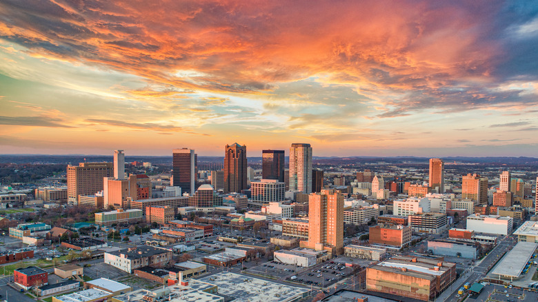 Birmingham skyline at sunset