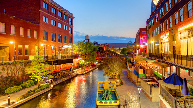 Bricktown Canal Oklahoma City dusk