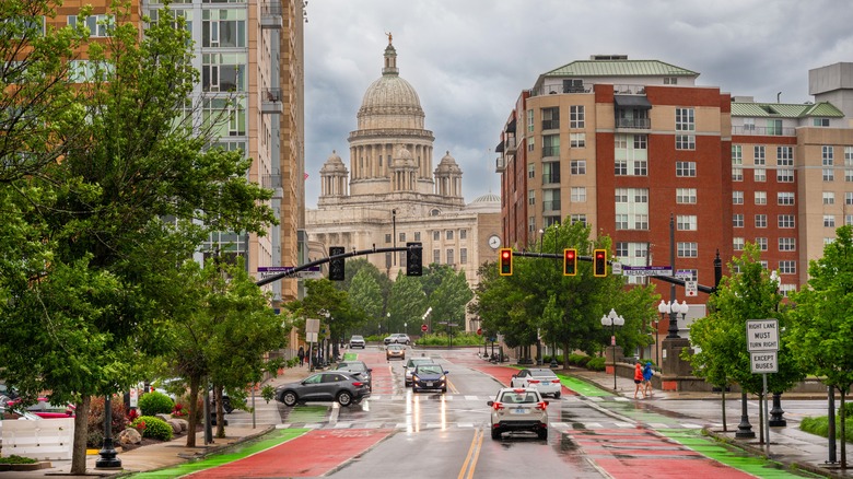 Downtown street in Providence, Rhode Island