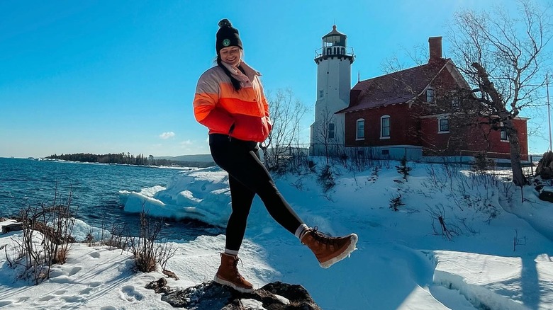 girl standing in snow