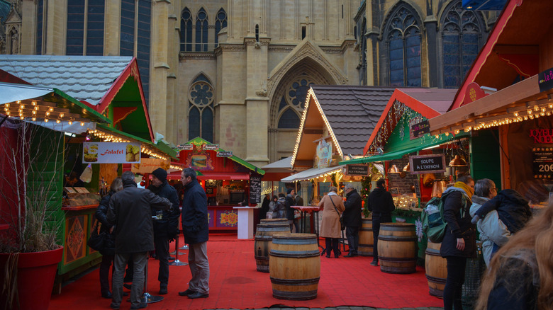 Christmas market stalls