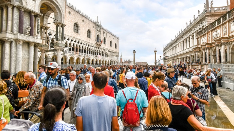 Crowded square in Venice