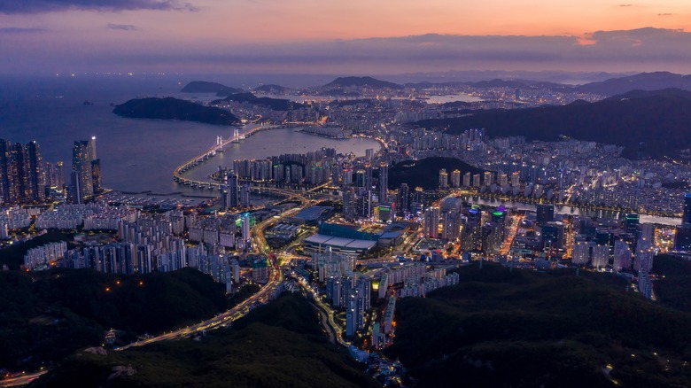 Busan city lights from above