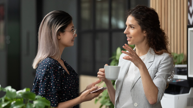 Two women talking