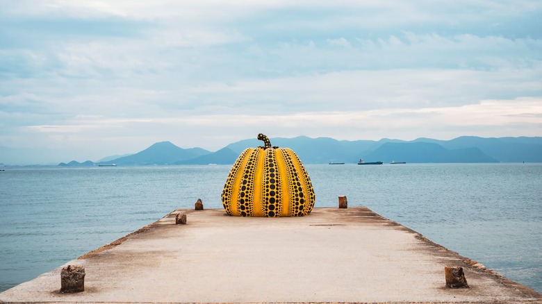 Yayoi Kusama's yellow pumpkin on Naoshima Island