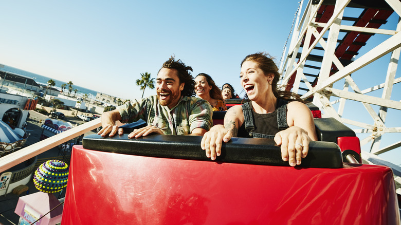 Friends on a roller coaster