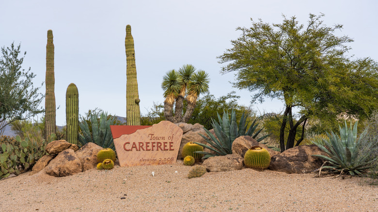 Carefree, AZ sign in desert