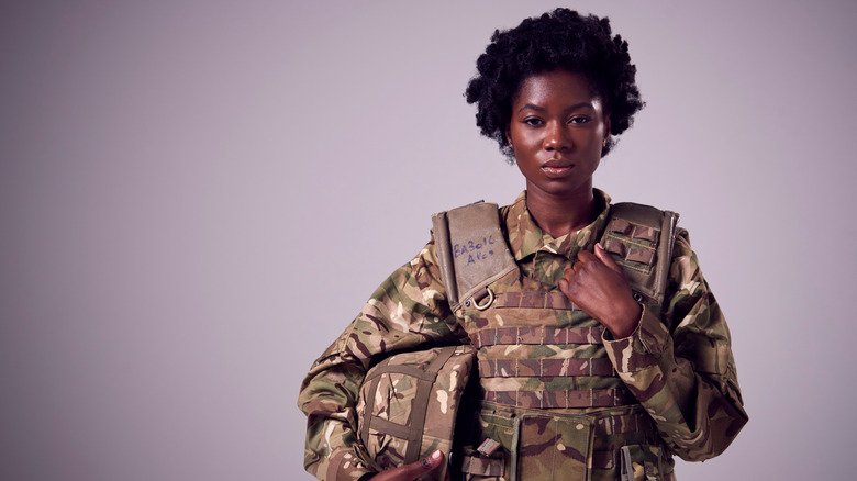 Young Black woman in a military uniform