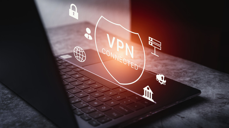 Graphic of a VPN above a computer