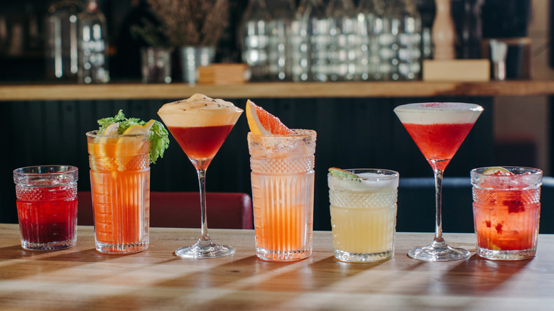 Assorted cocktails on a bar