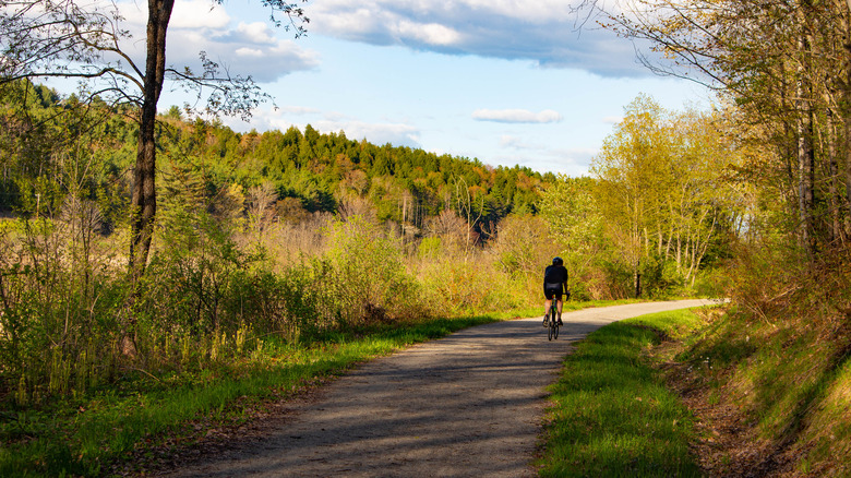 Biker on the Lamoille Valley Rail Trail