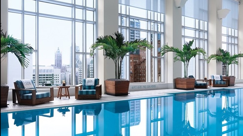 Pool inside luxury hotel