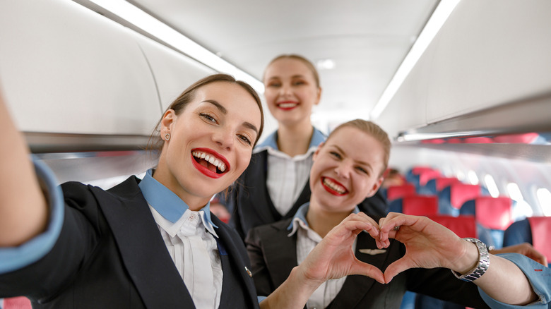 Flight attendants on plane