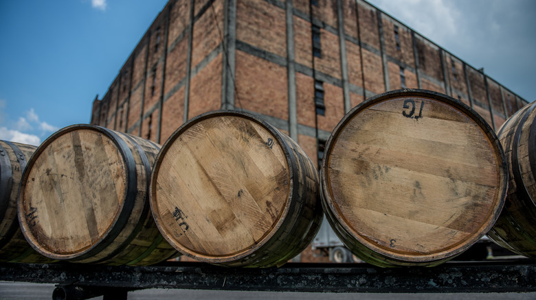 Charred oak bourbon barrels