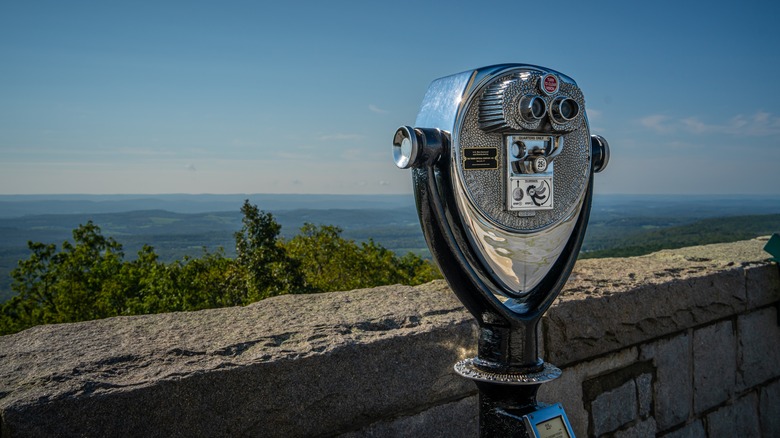 Tower viewer overlooking wooded hills