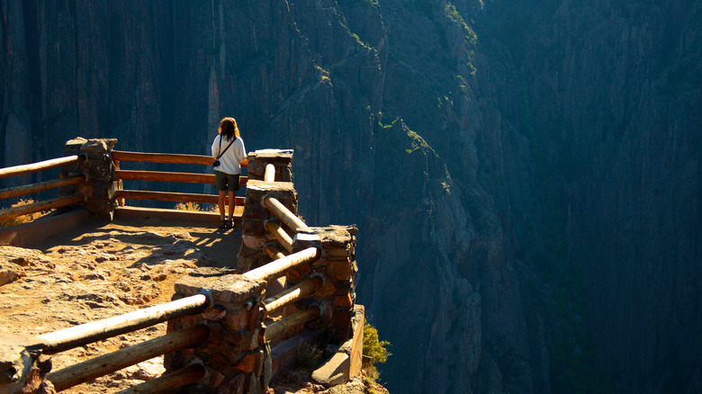 Hiker standing at an overlook in Black Canyon of the Gunnison National Park