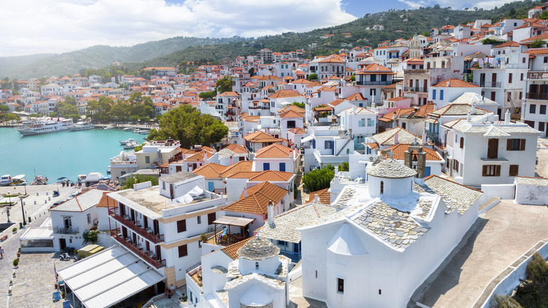 aerial of Skopelos Town
