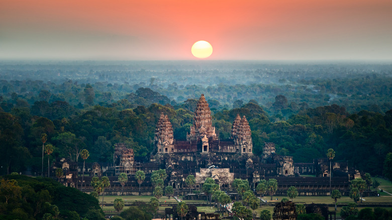 Angkor Wat sunrise aerial view