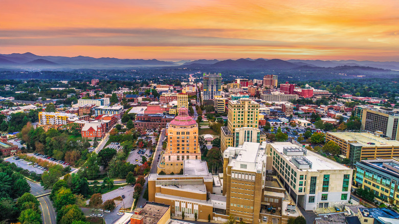 aerial view of downtown asheville