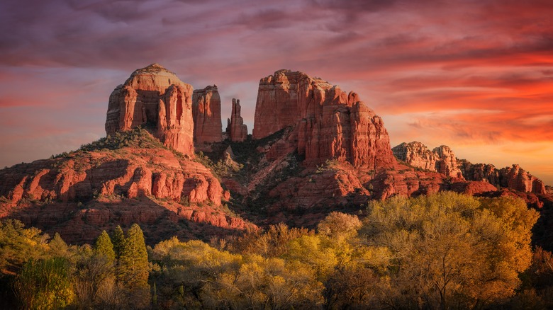 Sedona rock formations at sunset