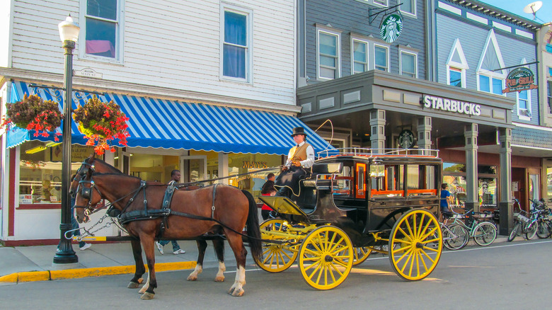 Horse-drawn carriage on Mackinac Island