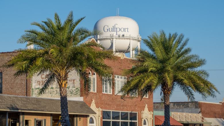 Gulfport Water Tower Palm Trees