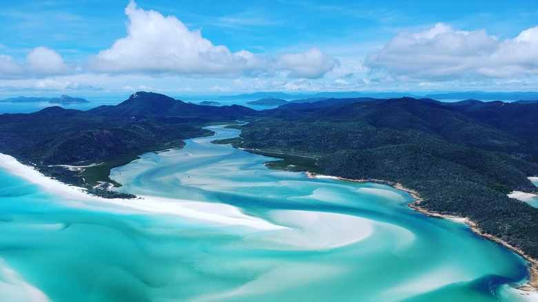 Arial view of Whitehaven Beach