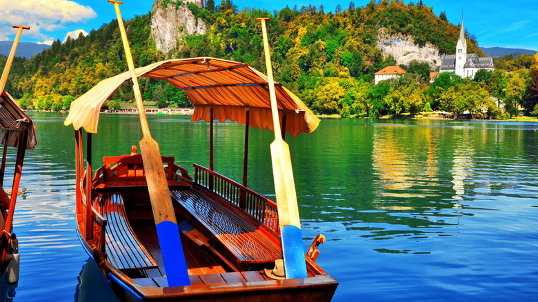 Pletna boat on a lake