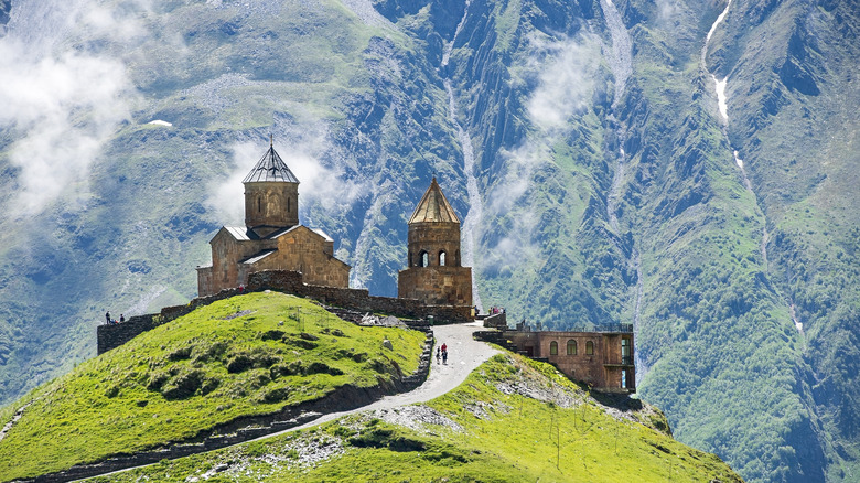 Outside the Gergeti Trinity Church