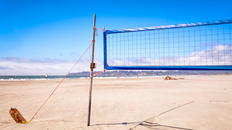 Beach volleyball net at Stinson Beach, California
