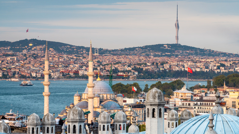 Istanbul city skyline at sunset