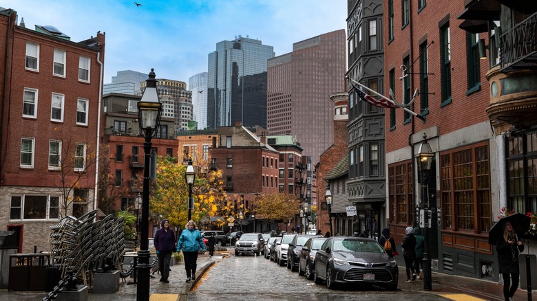 Cobblestone street in Boston's North End