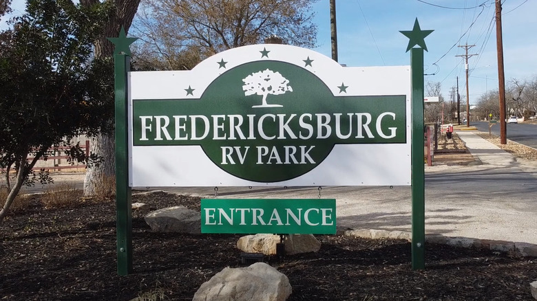 Fredericksburg RV Park sign