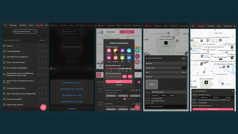 Screenshots of Pebblar app features