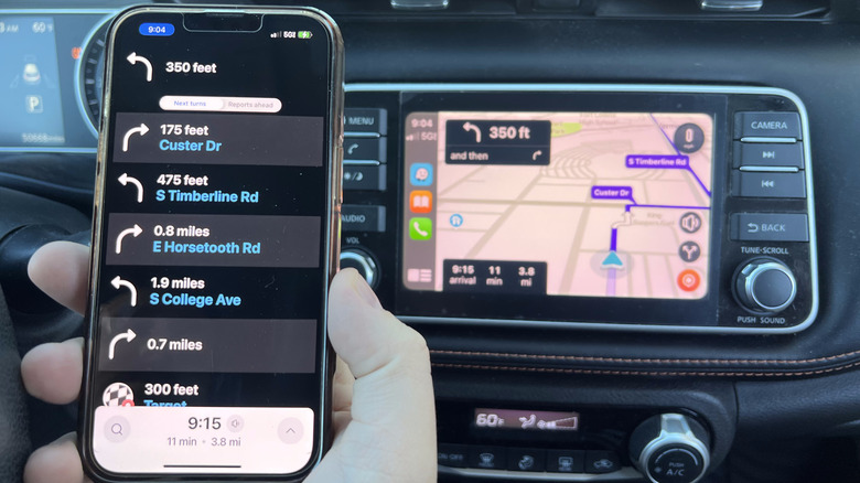 Waze on phone and car screen