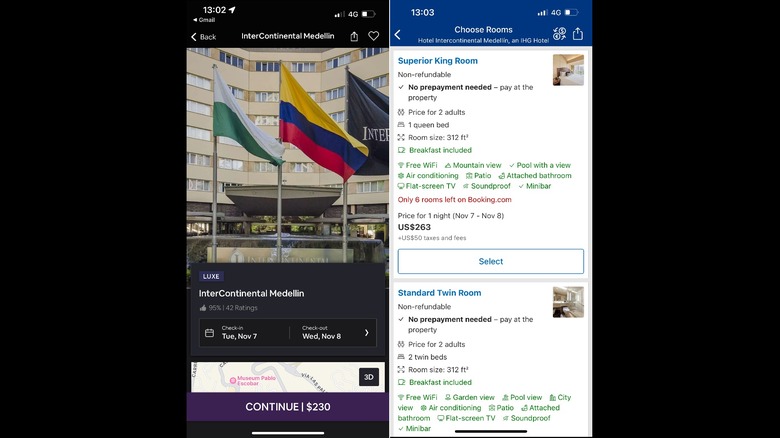 Screenshots comparing HotelTonight and Booking