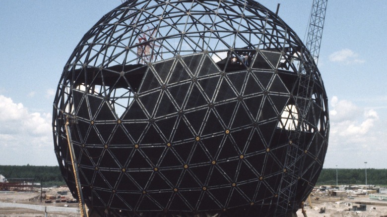EPCOT ball during construction