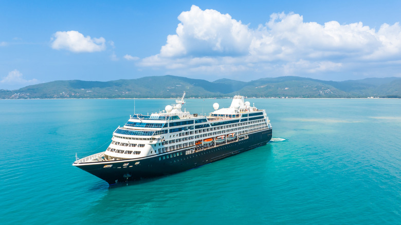 cruise ship in blue ocean