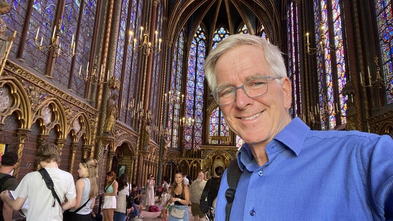 Rick Steves, stained glass walls