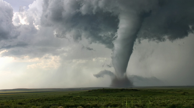 tornado moving across a plain