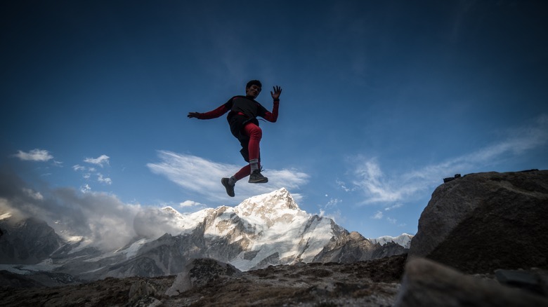 runner on slopes of Mount Everest